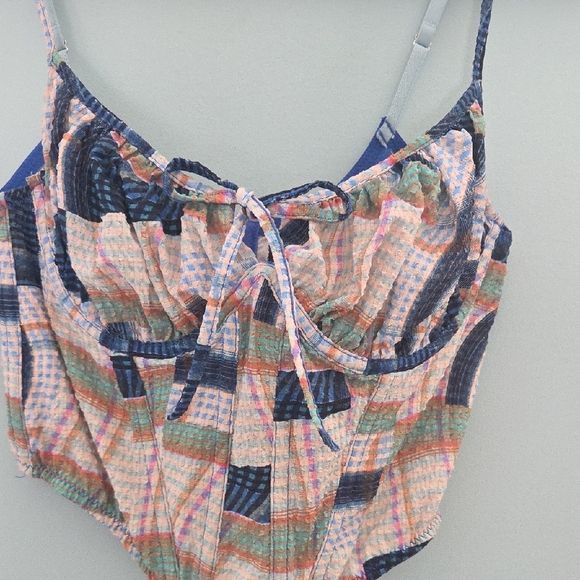Urban Outfitters "Out From Under"  Patchwork Seersucker Bustier Size Medium - Picture 3 of 10